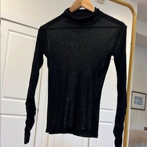 Allsaints Black Sheer Long Sleeve Top